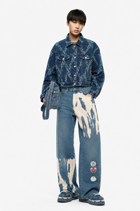 Geometric Pattern Wholesale Women Denim Jacket Jean Suit