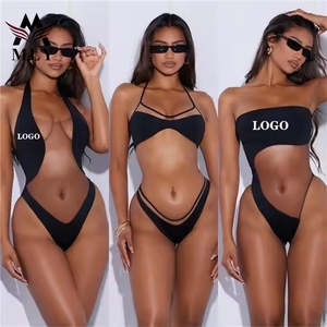 Custom Logo Thong Bikini Deep V Wire One Piece Swimsuit