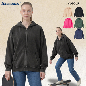 360GSM Heavyweight Zip-up Women Hooded Sweatshirt