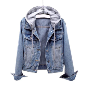 OEM Ladies Womens Denim Jacket Casual Jeans With Hood