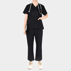 Women's V Neck Medical Scrub Set Short Sleeve Top and Straight Leg Pants Stretch Healthcare Nursing Workwear Uniform