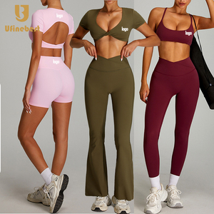 Custom Logo Tummy Control Solid Yoga Outfit Set