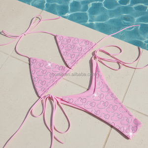Luxury Rhinestone Crystal Bikini Set Custom Women Swimwear
