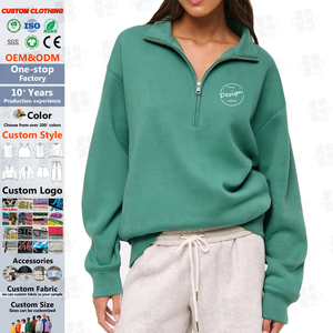 Custom Embroidery Logo Casual Oversized Quarter Zip Hoodie