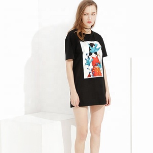 100% Cotton Women Plain T-shirt Dress Short Sleeve