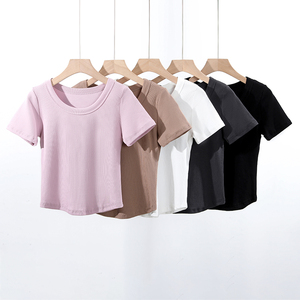 180Gsm Eco-Friendly Streetwear Wholesale Bulk Black Womens Gray Cropped Tshirt